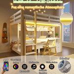 Loft Bed 90x200/140x200 cm with Desk & Drawers, Pine Wood