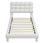 Upholstered Bed 90x200cm Triple Adjustable Headboard - White