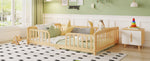 Floor Bed 140x200cm with Safety Railings, Natural Pine Wood
