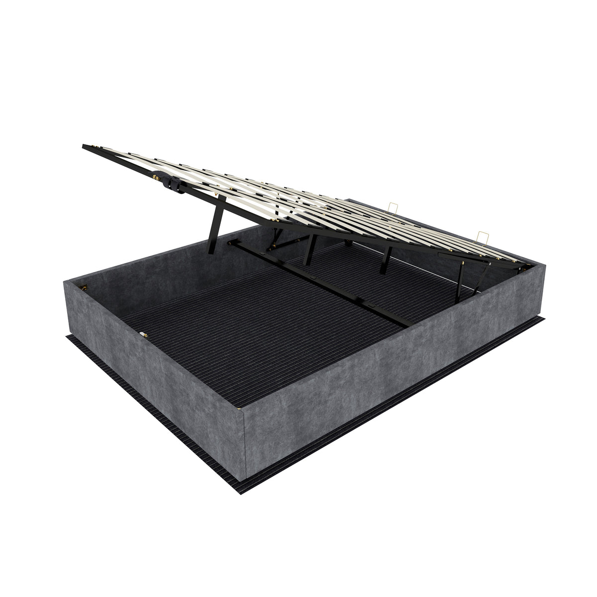 Bed Frame 140x200cm with Gas Lift & Mattress, Grey Dutch Velvet