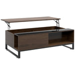 Coffee Table with Lifting Function & Storage, Steel in Walnut Black