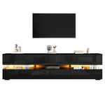 Modern High-Gloss TV Cabinet 160x39x45cm LED 2 Doors 1 Drawer - Black