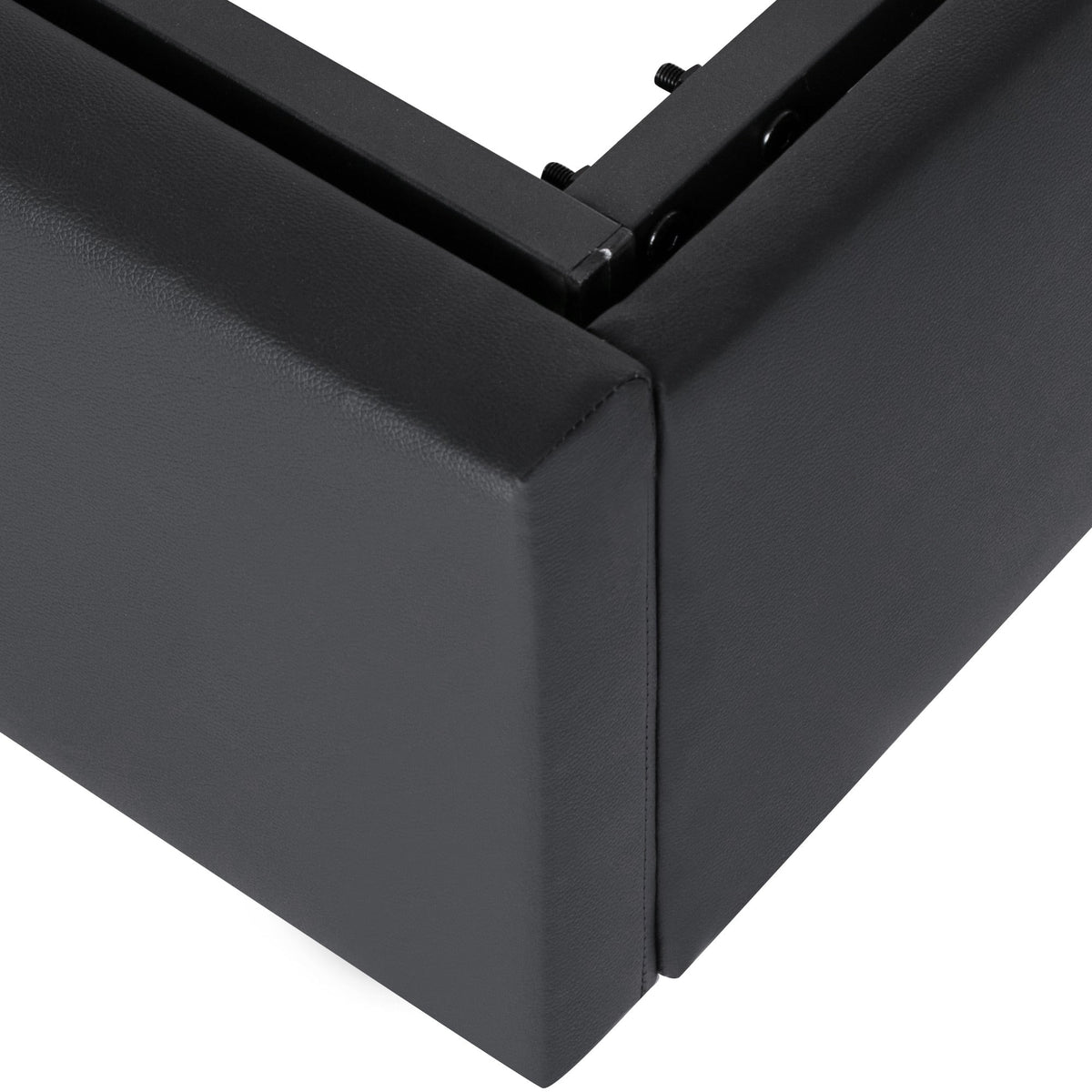Upholstered Bed with Lift-Up Storage, LED Lighting & Slatted Base, Black