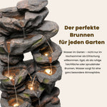 Garden Fountain with LED Lighting, Water Pump and Decorative Basin, Artificial Stone Grey
