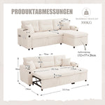Sofa Bed 3-Seater Hydraulic Chaise Storage USB-C Cup Holders Corduroy