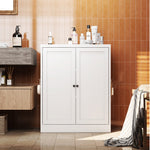 Freestanding Storage Shelf 88cm High, Height-Adjustable Shelves, Metal White