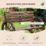 2-Seater Garden Bench Wagonwheel Armrests Fir Wood Brown