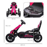 Go-Kart Children's Pedal Car with Adjustable Seat and Handbrake, Pink