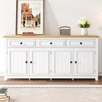 Sideboard Cabinet Buffet Storage Set, 160L x 35W x 76H cm, Modern and Simple White MDF