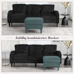 Sofa with Footstool & Storage, 4-Seater with Cup Holder, Velvet