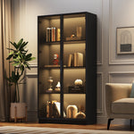 Glass Display Cabinet, Double-Door Adjustable Shelves 80x40x160cm, App-Controlled LED Lighting