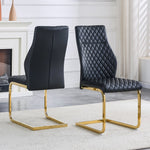 Dining Chairs Set of 2 with High Backrest and Padded Cushion, Black and Gold
