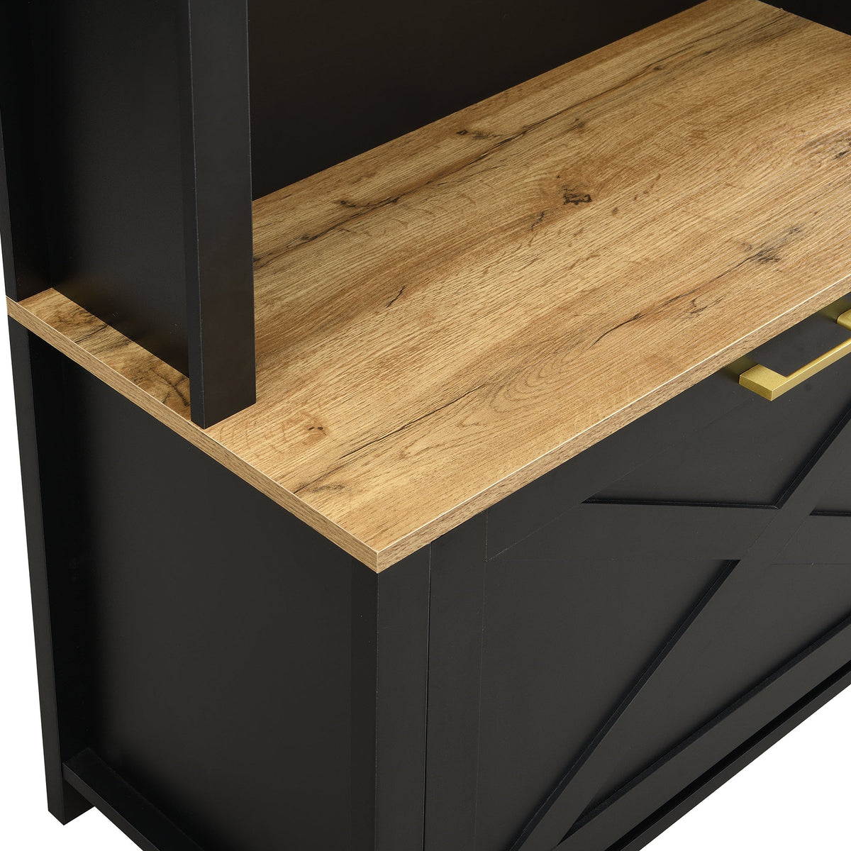 Multifunctional Wardrobe with Shoe Rack, Shelf & Hooks - Hall Tree, Durable MDF Body