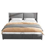 Upholstered Bed 160x200cm Hydraulic Storage Ear-Shaped Headboard - Grey