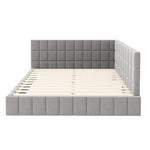 Upholstered Bed Sofa, 160*200 Multifunctional with Slatted Frame, Velvet Fabric Gray
