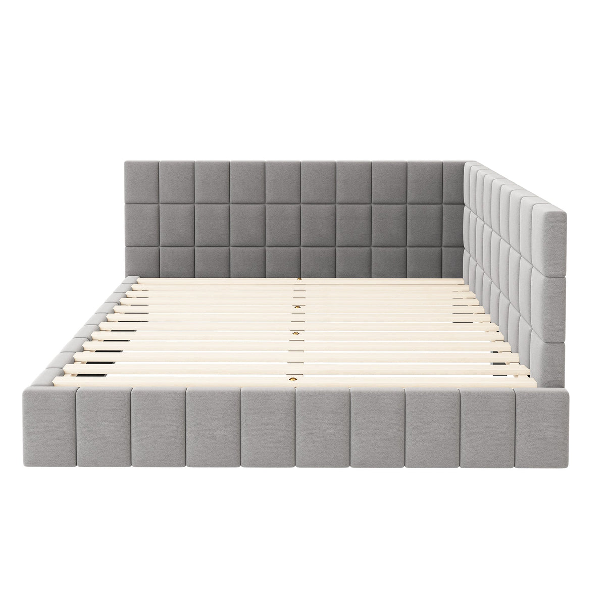 Upholstered Bed Sofa, 160*200 Multifunctional with Slatted Frame, Velvet Fabric Gray