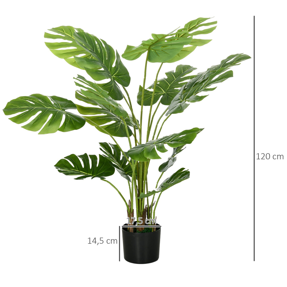 Artificial Monstera 120cm Plant with Planter, Green