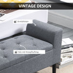 Storage Bench, Upholstered with Wooden Legs, Light Grey