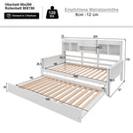 Extendable Sofa Bed 90x200cm with Pull-Out Bed & Storage, White Wood