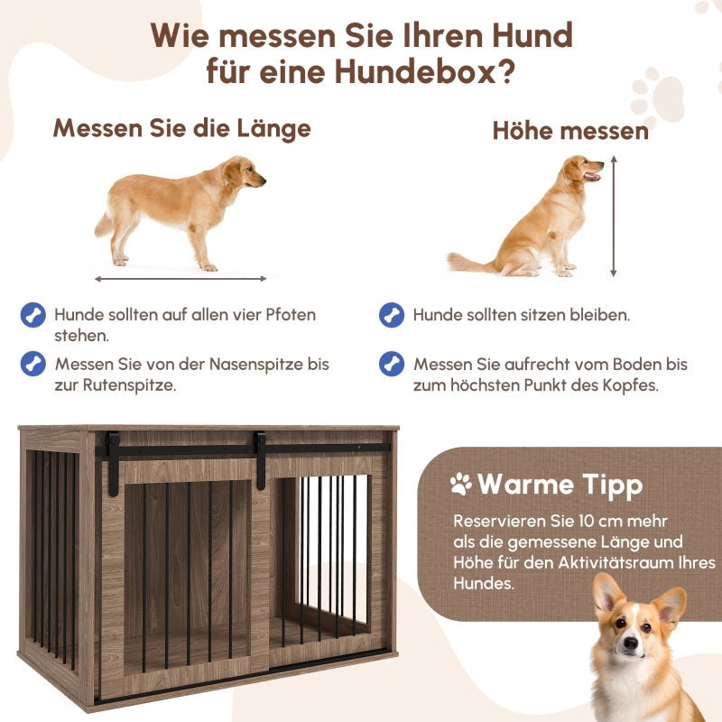 Dog Crate, Lockable, Rustic, Walnut + Black