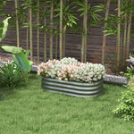 Metal Raised Garden Bed Planter Box 105x62x30cm Open Bottom Silver