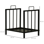 Firewood Rack, 50 kg Load Capacity, 2 Handles, Black