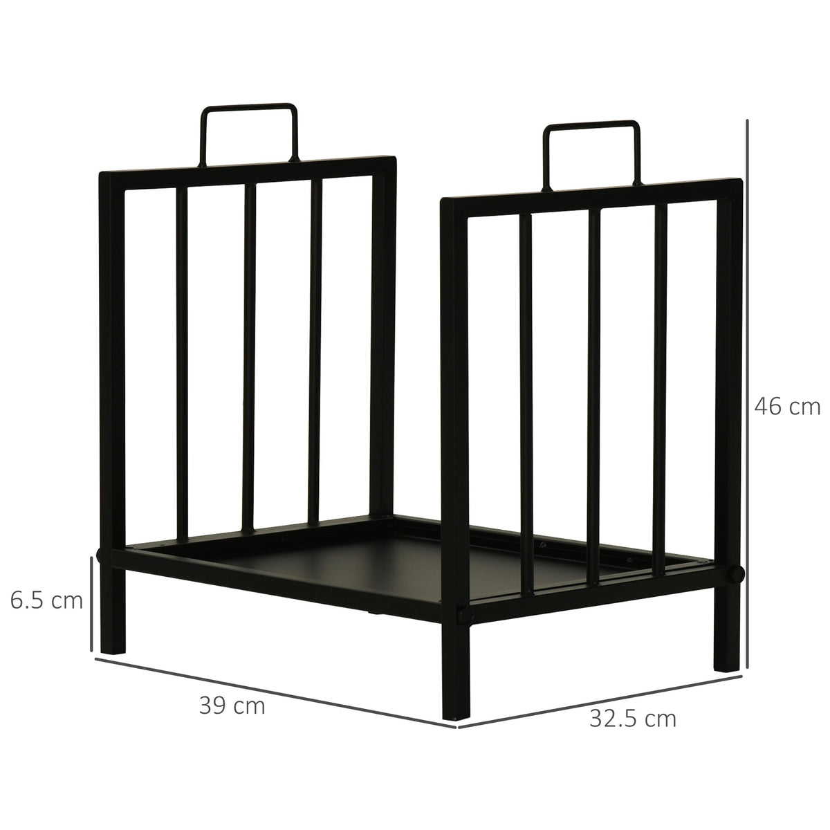 Firewood Rack, 50 kg Load Capacity, 2 Handles, Black