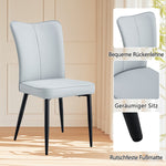Round Table Set Modern Minimalist 100cm 4 Armchairs - Black/Light Grey PU