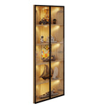 LED Glass Display Case 62x35x160cm Corner Cabinet with Light Strip, Tempered Glass, Oak