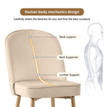 2 Dining Chairs Modern Comfortable Gold Metal Legs Beige Velvet