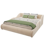Upholstered Kids Bed 140x200 with Mattress & Rails in Beige Velvet