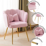 Armchair: Velvet Petal Back with Gold Legs, Modern