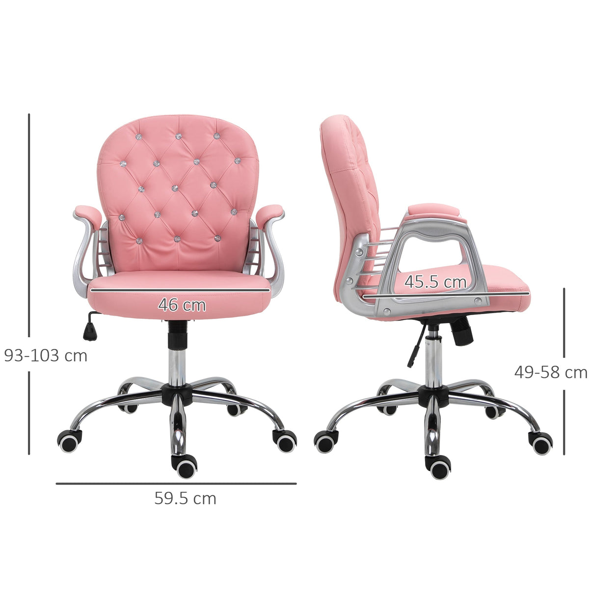 Executive Office Chair Ergonomically Padded Backrest Pink PU