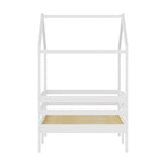 Children's House Bed 90x200cm Roof Design - Solid Pine, White