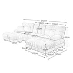 Luxury Modular Corner Sofa - Oversized U-shaped Cloud Couch, Deep Seating, Convertible Sleeper with Ottoman, Chenille Pink