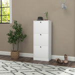 Shoe Cabinet with 3 Flaps, Adjustable Divider, 12 Pairs, White