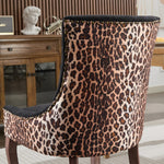 Ultra Side Dining Chair, Set of 2, Thick Fabric, Solid Wood Legs, Leopard Print Fabric