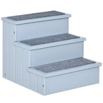 Pet Stairs Dog Stairs 3 Steps Carpet Storage, Grey