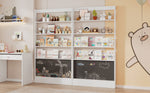 Picture Book Shelf, 2-Piece Set, 4-Tier Storage with Paintable Blackboard