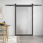 Sliding Door Hardware Set 244cm Rails Rollers Anti-Jump Devices Carbon Steel Black