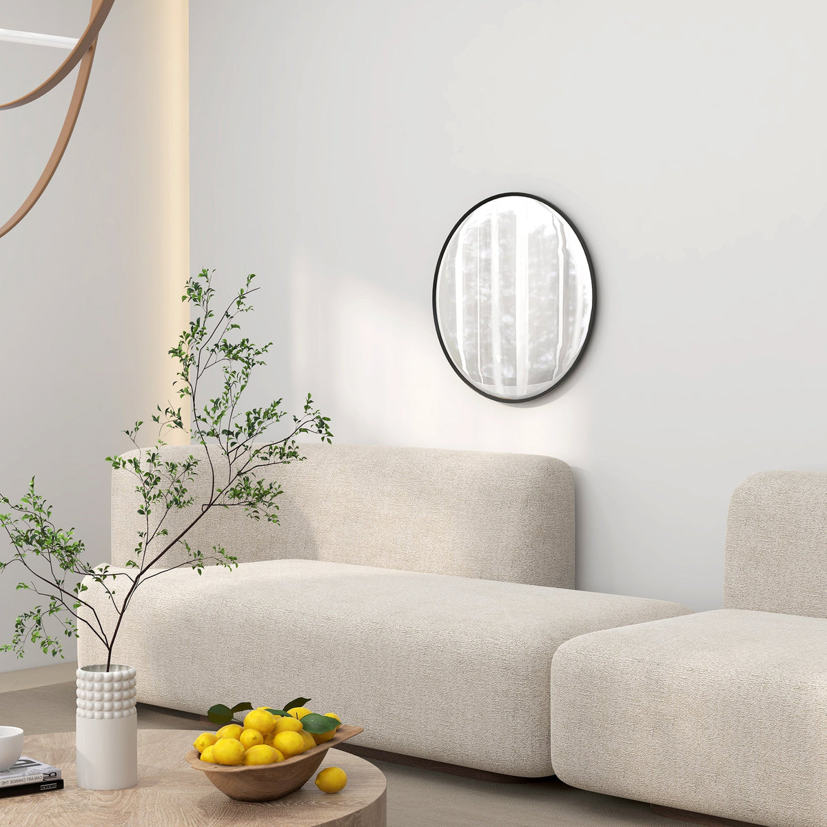 Wall Mirror, Round Bathroom 60x60cm, Black Aluminum