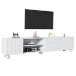 TV Cabinet Lowboard 200cm 3-Door Printed Design - White