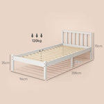 Wooden Bed Frame 208x96cm Slatted Base Headboard, White