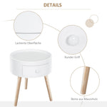 Coffee Table with Drawer, Round Side, 50 kg, White