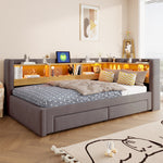 3-in-1 Sofa Daybed 90x200cm Extendable with LED & Drawers