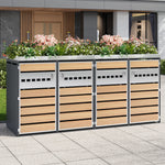 Garbage Can Enclosure with Diamond Ventilation and Four Lockable Doors, Planting Area, Steel