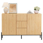 Modern Sideboard with Geometric Structure, Double Doors and Middle Drawer, Living/Dining Room Storage Cabinet