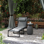 Folding Sun Lounger, Padded 5-Position Adjustable Weatherproof, Dark Grey