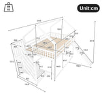 Bunk Bed with Storage Stairs and Slide, 140x200cm, White