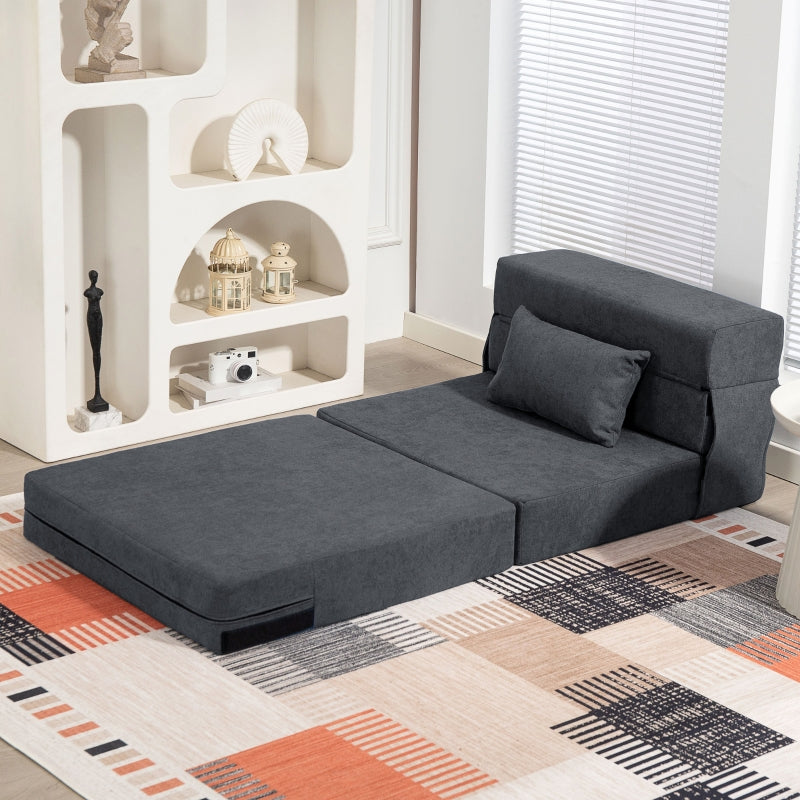 3-in-1 Sleeper Chair Sofa Bed Recliner, Dark Grey Flannel
